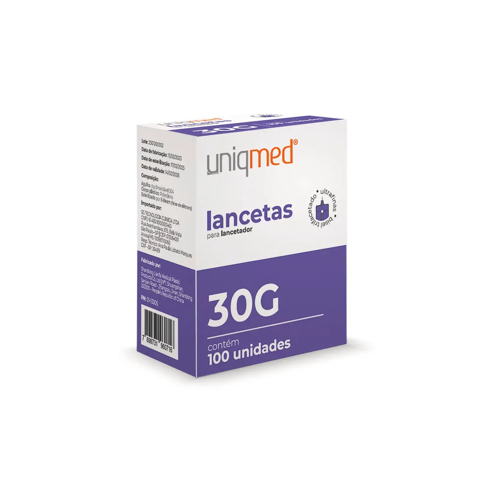 LANCETAS UNIQMED 30G 100UN